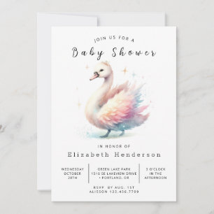 Invitation Baby shower de cygne en ligne élégant