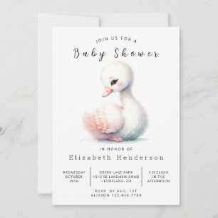Invitation Baby shower de cygne en ligne enchanté
