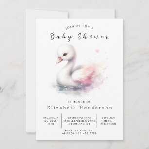 Invitation Baby shower de cygne en ligne simple