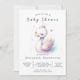 Invitation Baby shower de cygne imprimé enchâssé