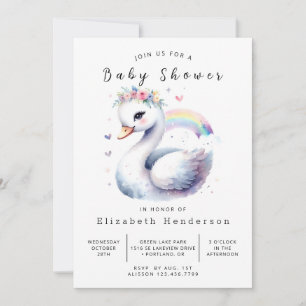 Invitation Baby shower de cygne imprimé enchâssé