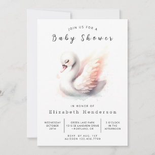 Invitation Baby shower de cygne imprimé unique