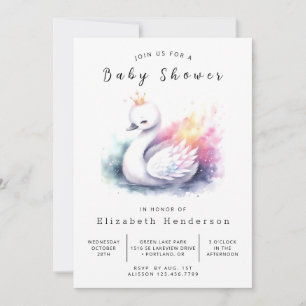 Invitation Baby shower de cygne imprimé unique