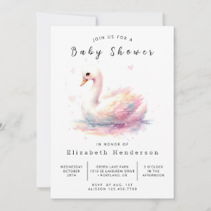 Invitation Baby shower de cygne moderne modifiable
