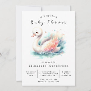 Invitation Baby shower de cygne modifiable