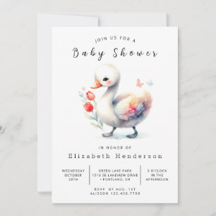 Invitation Baby shower de cygne modifiable classique