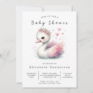 Invitation Baby shower de cygne modifiable enchanté