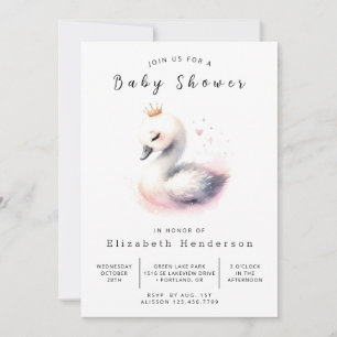 Invitation Baby shower de cygne numérique du lac