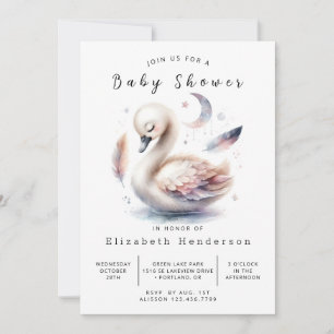 Invitation Baby shower de cygne numérique simple