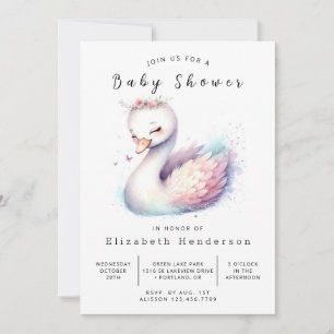Invitation Baby shower de cygne personnalisé Boho