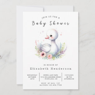 Invitation Baby shower de cygne personnalisé classique