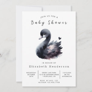 Invitation Baby shower de cygne personnalisé moderne