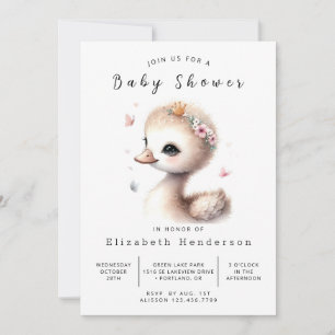 Invitation Baby shower de cygne personnalisé simple