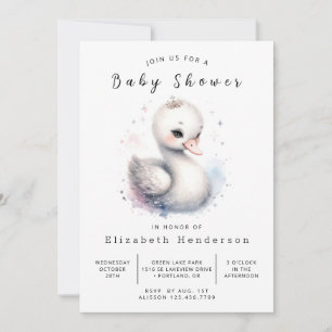Invitation Baby shower de cygne personnalisé Whimsy