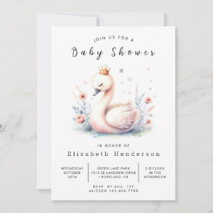 Invitation Baby shower de cygne rustique modifiable