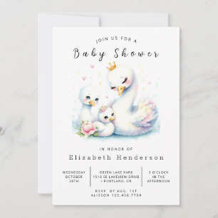 Invitation Baby shower de cygne rustique modifiable