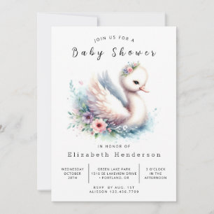 Invitation Baby shower de cygne simple modifiable