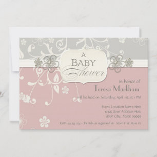 Invitation Baby shower de  de porte fleuri moderne