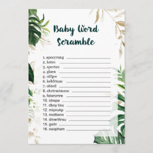 Invitation Baby shower de de Word Scramble Gold
