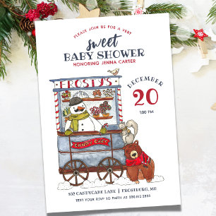 Invitation Baby shower de décembre de la forêt de motoneige d