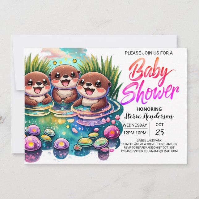 Invitation Baby shower de découpe Otter personnalisé (Devant)