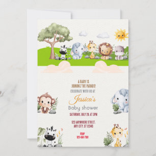 Invitation Baby shower de défilé animal
