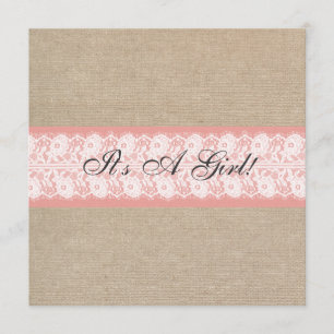 Invitation Baby shower de dentelle de Coral Burlap