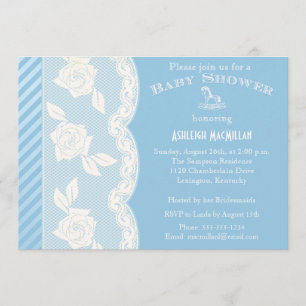 Invitation Baby shower de dentelle florale ivoirienne Bleu po