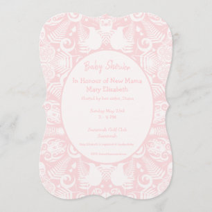 Invitation Baby shower de dessins tribaux rose néo-zélandais