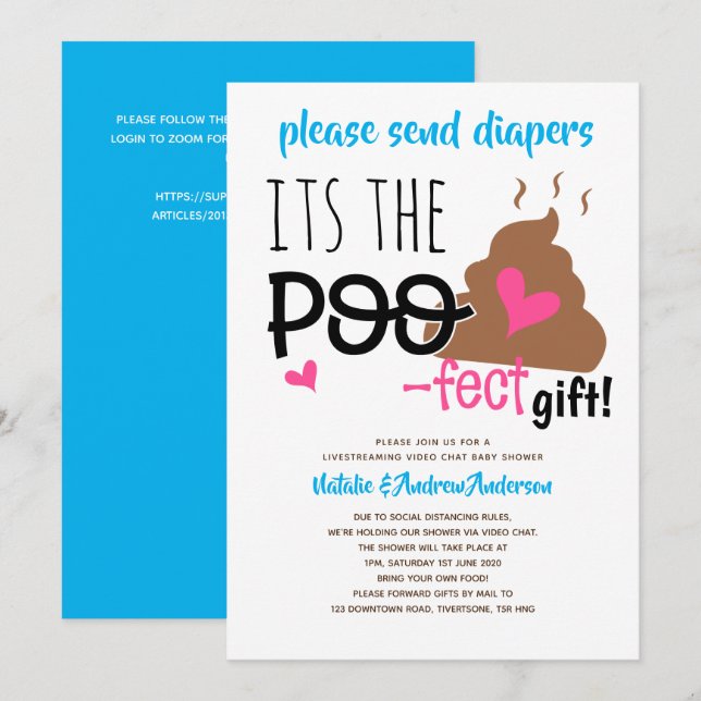 Invitation Baby shower de diffusion en continu par Conversati (Devant / Derrière)