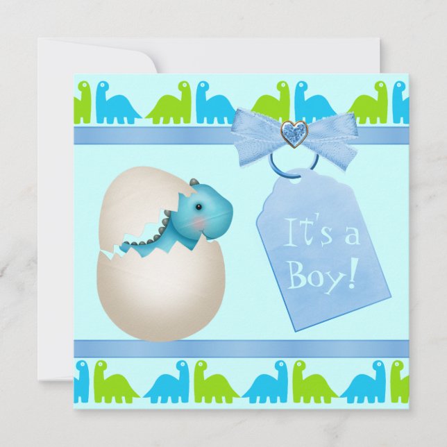 Invitation Baby shower de dinosaure de bébé mignon et nouveau (Devant)