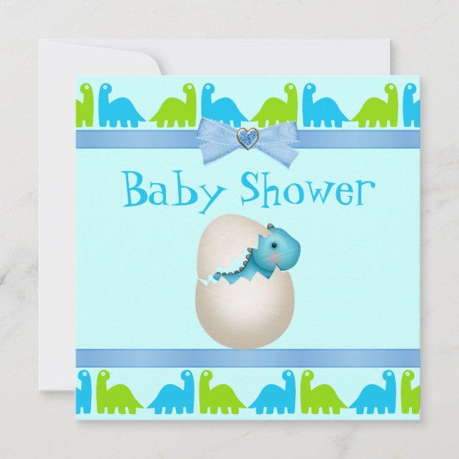 Invitation Baby shower de dinosaure de bébé mignon et nouveau (Devant)
