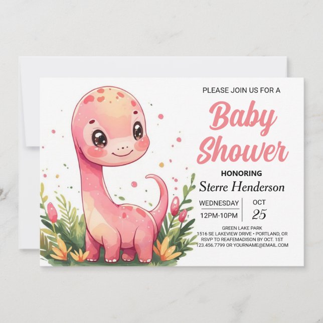 Invitation Baby shower de dinosaure modifiable de la Bohême (Devant)