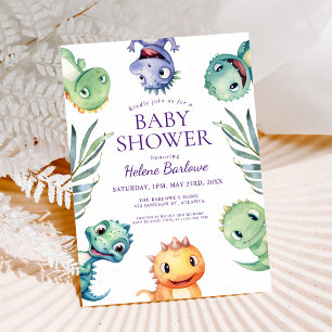 Invitation Baby shower de dinosaures jurassiques