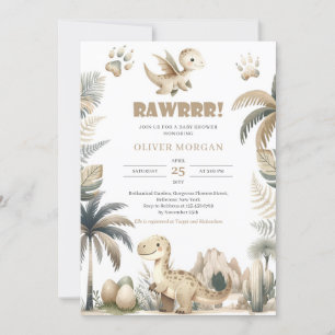 Invitation baby shower de dinosaures sans distinct