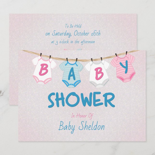 Invitation Baby shower de disposition (Devant / Derrière)