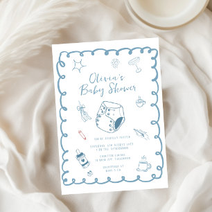 Invitation baby shower de doodles à café à main
