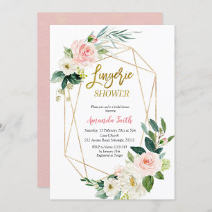 Invitation Baby shower de douche à fleurs rose pâle