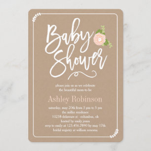 Invitation Baby shower de douche de jardin Kraft