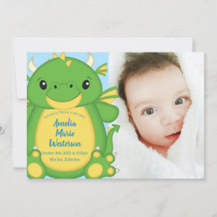 Invitation Baby shower de dragon bleu