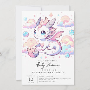 Invitation Baby shower de dragon doux