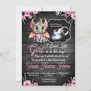 Invitation Baby shower de dragon fille Ultrasound
