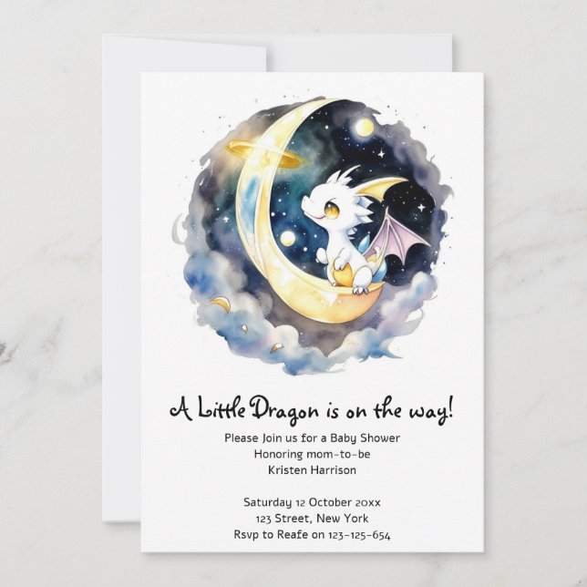 Invitation Baby shower de dragon mystique (Devant)