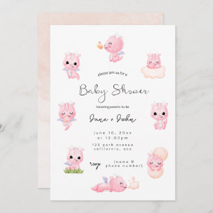 Invitation Baby shower de dragon rose