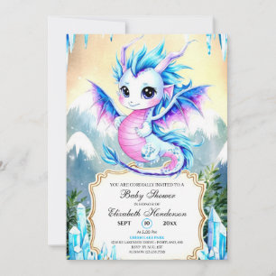 Invitation Baby shower de dragon simple enchanté