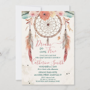 Invitation Baby shower de Dreamcatcher à aquarelle personnali