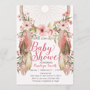Invitation Baby shower de Dreamcatcher à la floral