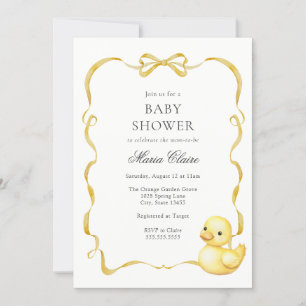 Invitation Baby shower de Ducky Jaune et de Rubans