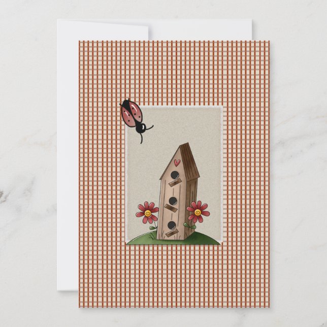 Invitation Baby shower de En vichy de chèques rouges de pays  (Devant)