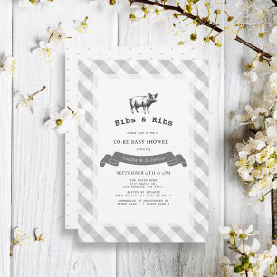 Invitation Baby shower de En vichy de coEd Rustic Grey